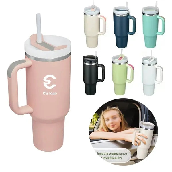 30 oz. Insulated tumbler with Handle and Straw Lid"
