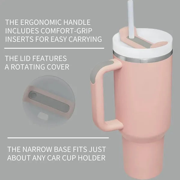 30 oz. Insulated tumbler with Handle and Straw Lid"