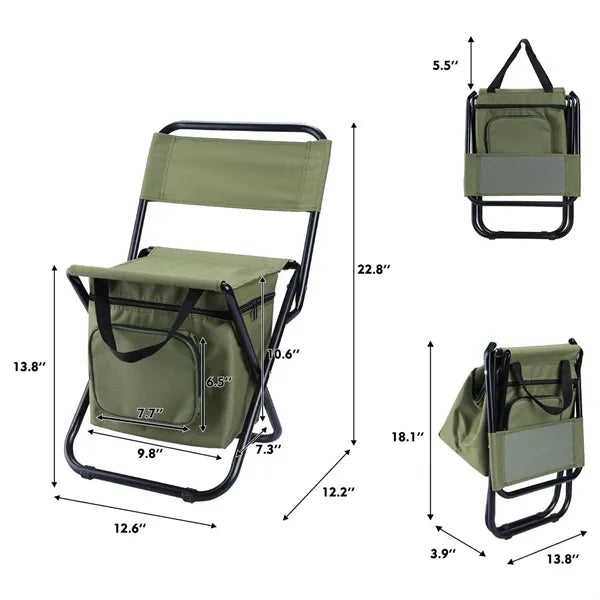 Portable Camping Chair with Cooler Bag
