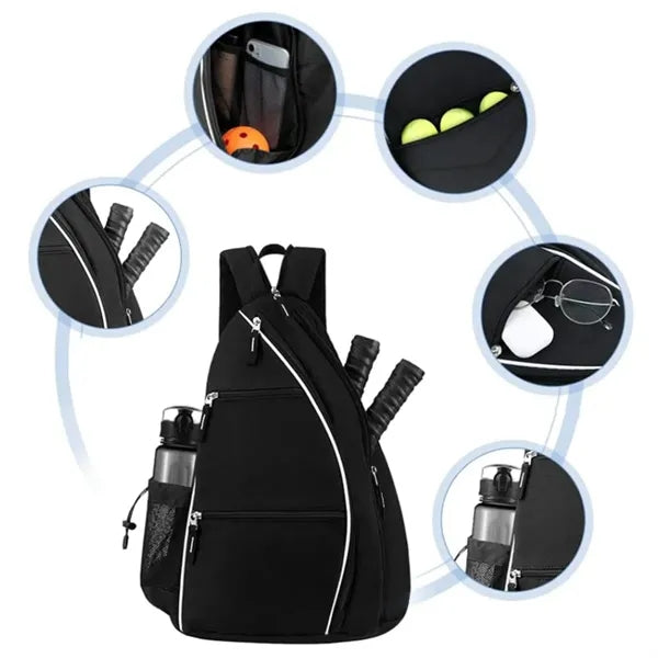 Pickleball Paddle Sling Backpack with Bottle Pocket