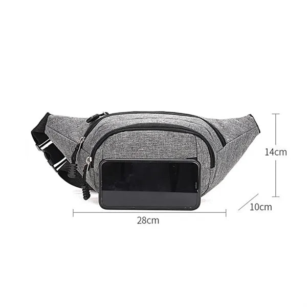 Multi-Pocket Waist Pack with Adjustable Strap and Zippers