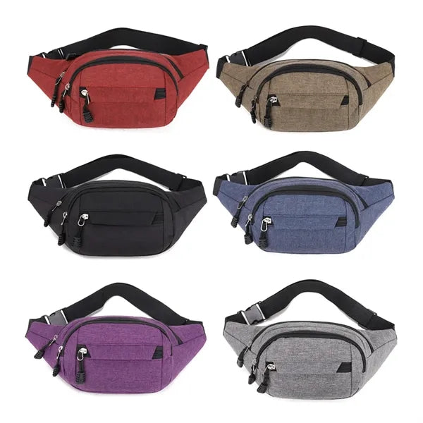 Multi-Pocket Waist Pack with Adjustable Strap and Zippers