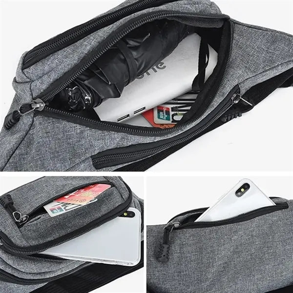 Multi-Pocket Waist Pack with Adjustable Strap and Zippers