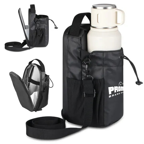 Magnetic Insulated Bottle Bag with Strap and Drawstring