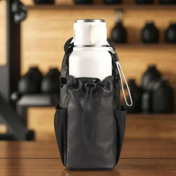 Magnetic Insulated Bottle Bag with Strap and Drawstring
