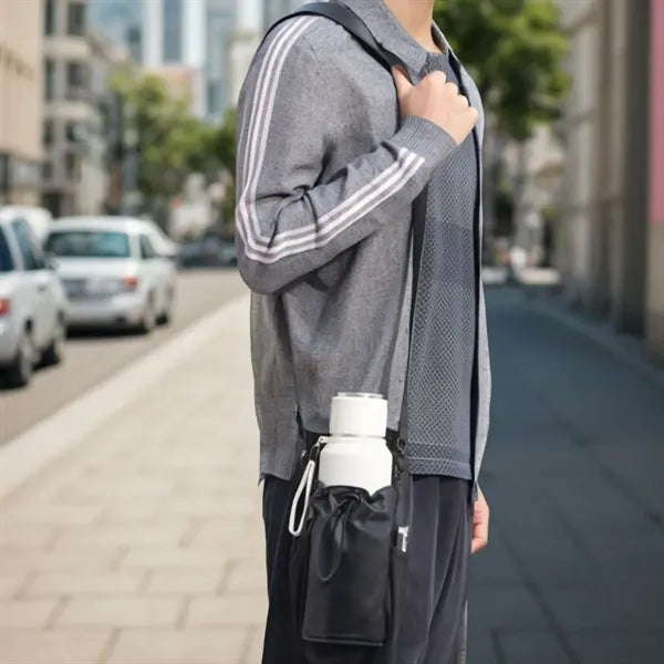 Magnetic Insulated Bottle Bag with Strap and Drawstring