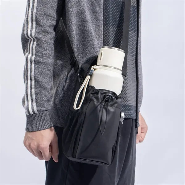 Magnetic Insulated Bottle Bag with Strap and Drawstring