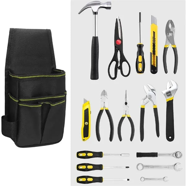 Multi-Pocket Tool Belt Pouch with Adjustable Waist Strap