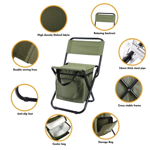 Portable Camping Chair with Cooler Bag