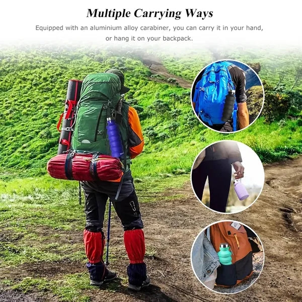 Collapsible Silicone Water Bottles with Carabiner
