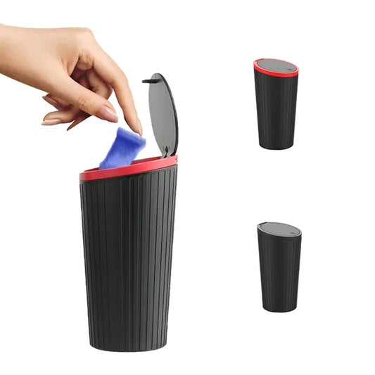 Car Trash Can with Lid Small Cup Holder Door Pocket