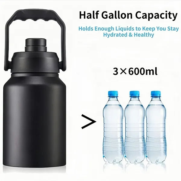 64OZ Insulated Water Bottle Jug with Straw
