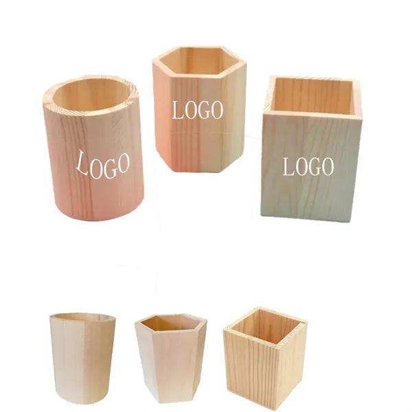 Round Wooden Hand Durable DIY Pen Holder