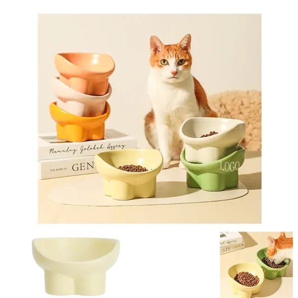 Ceramic 15 Degrees Tilt Protects Spine Indoor Cat Bowl