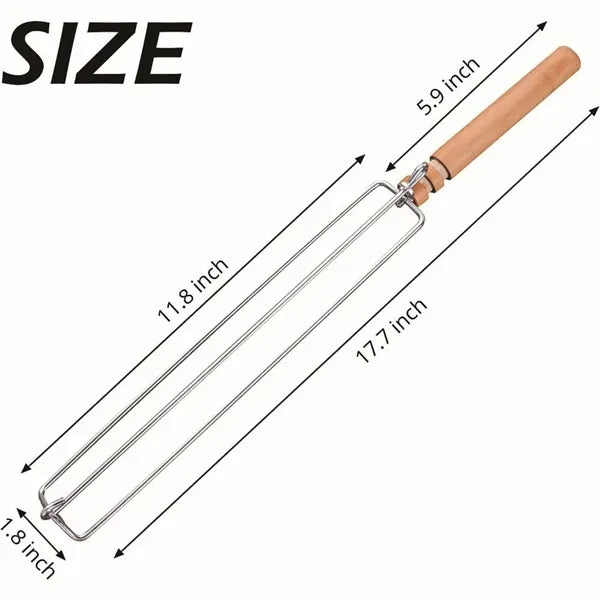 Wing Rails With Wooden Handle For Grilling Chicken