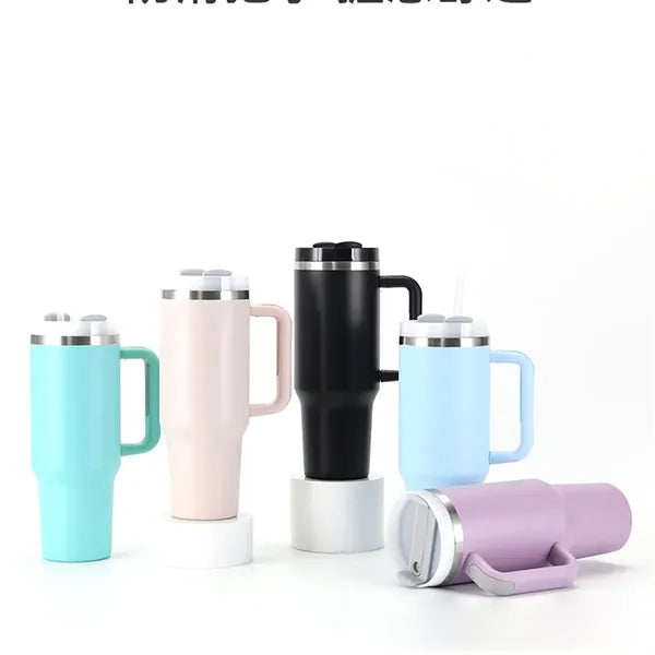 Large 40ozTumbler with Straw and Handle Easy Carry,Leakproof