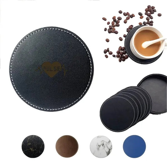 3.93 Inch PU Leather Coasters Customizable
