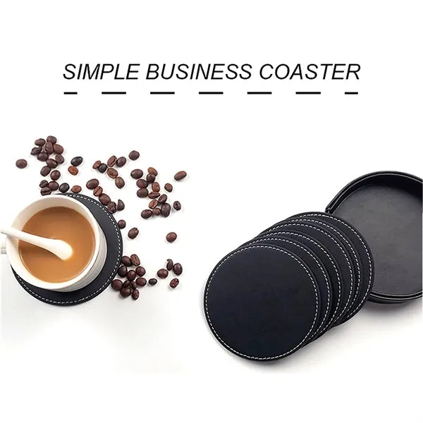 3.93 Inch PU Leather Coasters Customizable