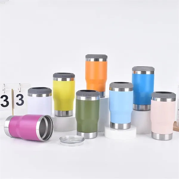4 in 1 Double Wall 14oz Stainless Steel Insulated Can Cooler