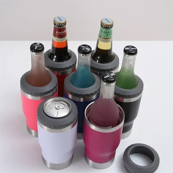4 in 1 Double Wall 14oz Stainless Steel Insulated Can Cooler