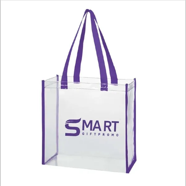 Clear PVC Tote Bag with Colored Trim and Handles