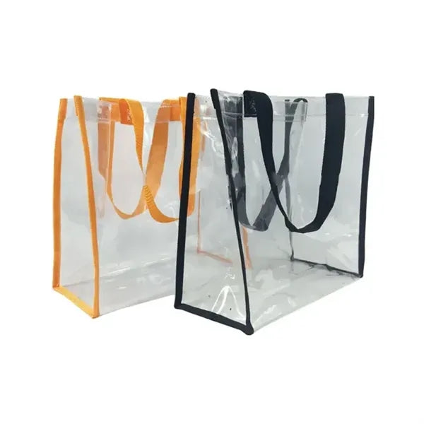 Clear PVC Tote Bag with Colored Trim and Handles