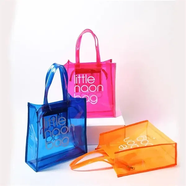 Clear PVC Tote Bag with Colored Trim and Handles