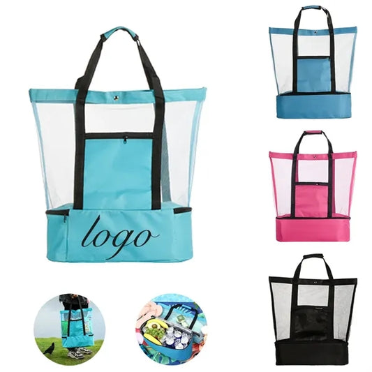 Mesh Beach Bag With Insulated Compartment