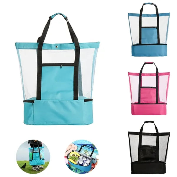 Mesh Beach Bag With Insulated Compartment