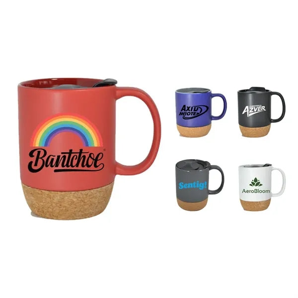 16OZ Anti spill Cork Bottom Ceramic Coffee Cup