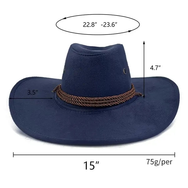 Western Wide Brim Suede Cowboy Hats