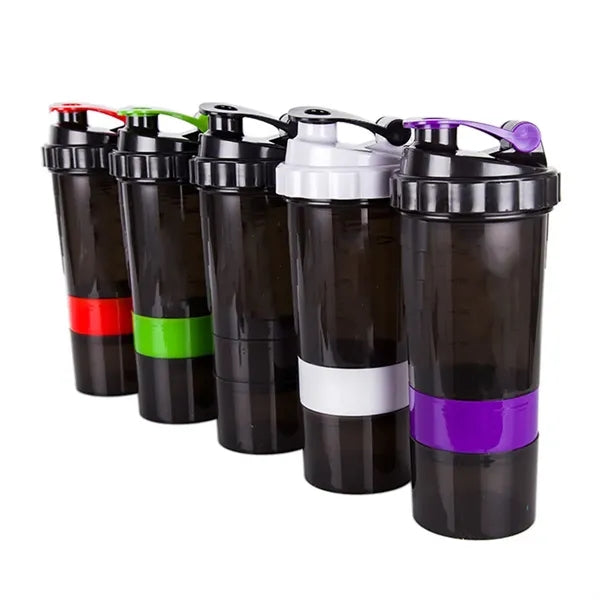 17 oz Fitness Shaker Bottle with Three Part Storage