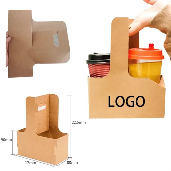 Eco-Friendly Foldable Kraft Coffee Cup Holder With Handle