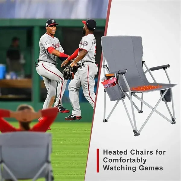 USB Heated Folding Camping Chair with Armrest
