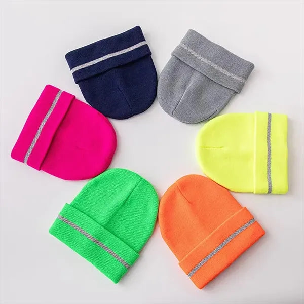 Acrylic Reflective Knitted Cuffed Safety Beanie