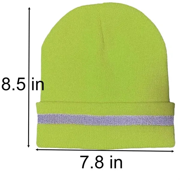 Acrylic Reflective Knitted Cuffed Safety Beanie