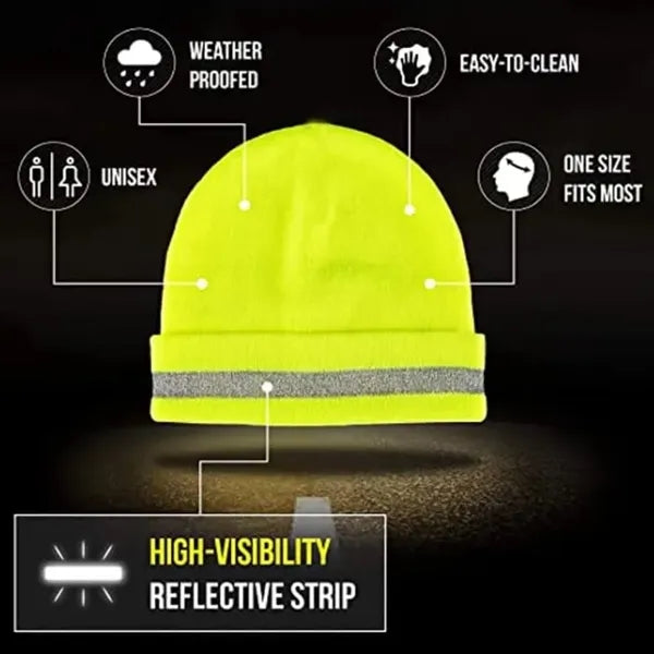 Acrylic Reflective Knitted Cuffed Safety Beanie