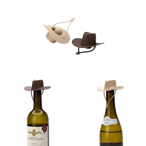 Silicone Wine Stoppers Fun Cowboy Hat Cap Seals Bottle