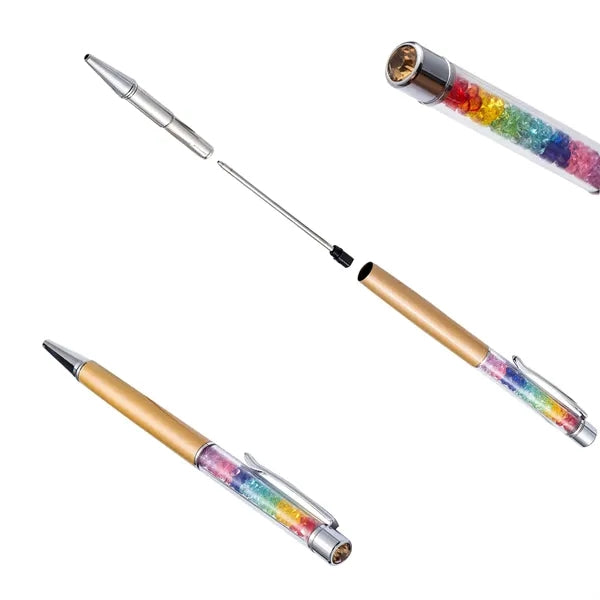 Metal Pen w/Rainbow Diamonds