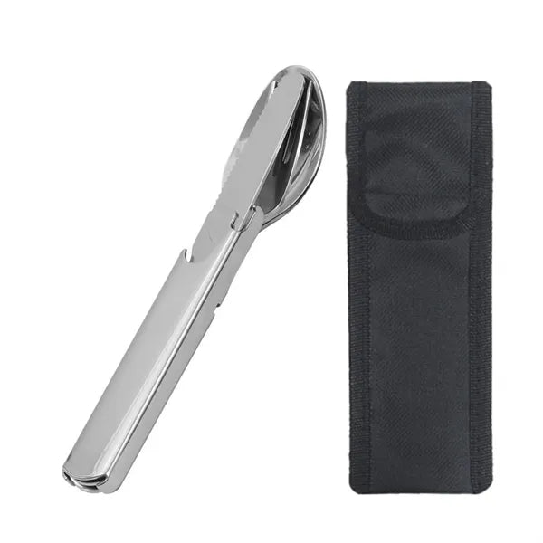 Metal 5 in 1 Spork Knife Survival Tool w/Bag