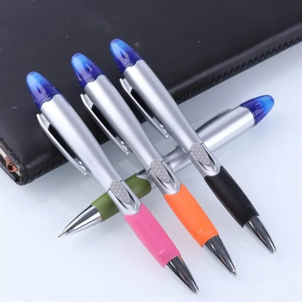 Silver Barrel Pen w/Highlighter