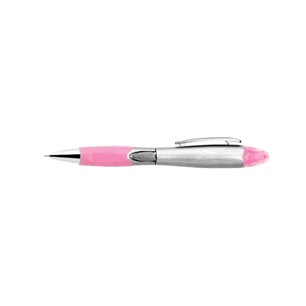 Silver Barrel Pen w/Highlighter