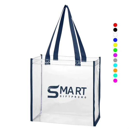 Clear PVC Tote Bag with Colored Trim and Handles