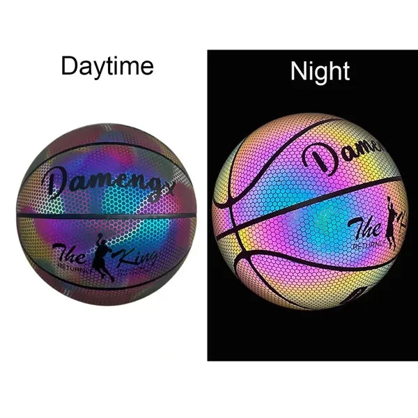Reflective Glowing Holographic Luminous Basketball for Night