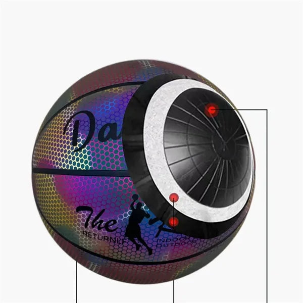 Reflective Glowing Holographic Luminous Basketball for Night