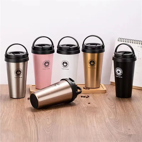 17oz Frosted Stainless Steel Coffee Bottle with Handle