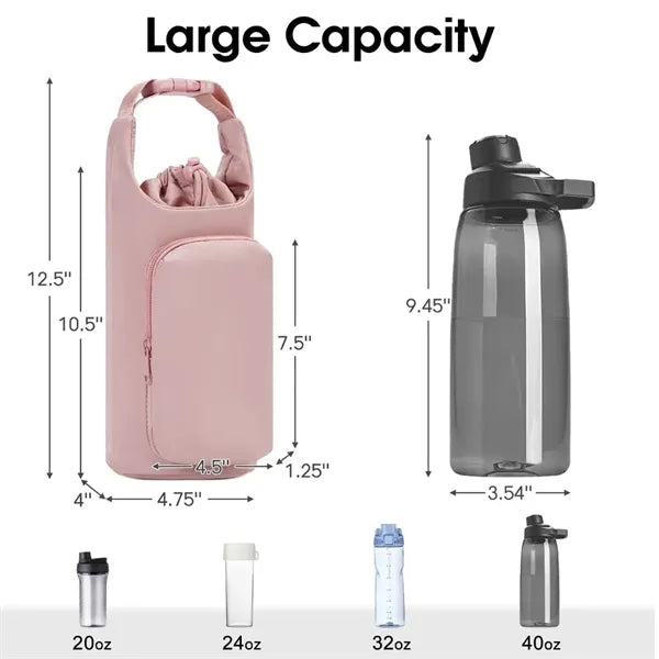 32Oz. 40Oz. Tumbler Insulated Water Bottle Carrier Black Bag