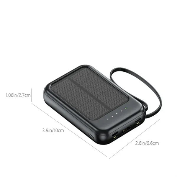 20000mAh Portable Solar Power Bank Charger Built-in Cables