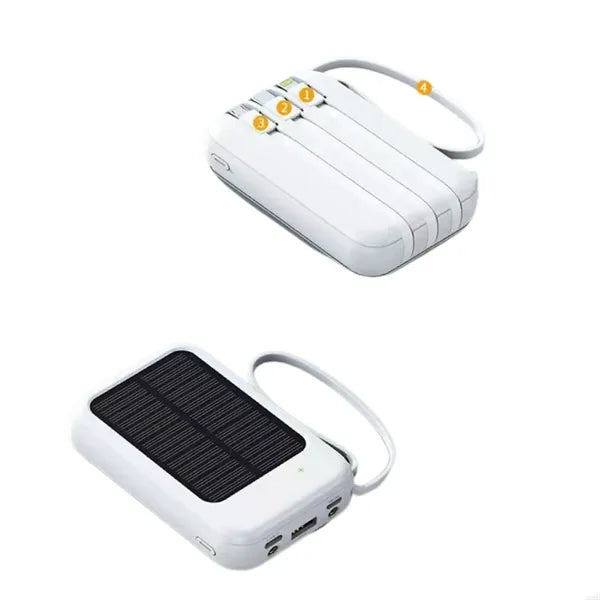 20000mAh Portable Solar Power Bank Charger Built-in Cables