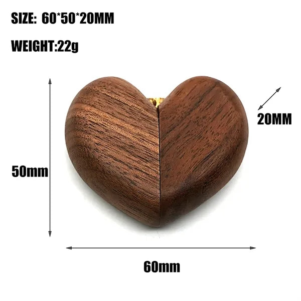 Wooden Heart-Shaped Ring Case